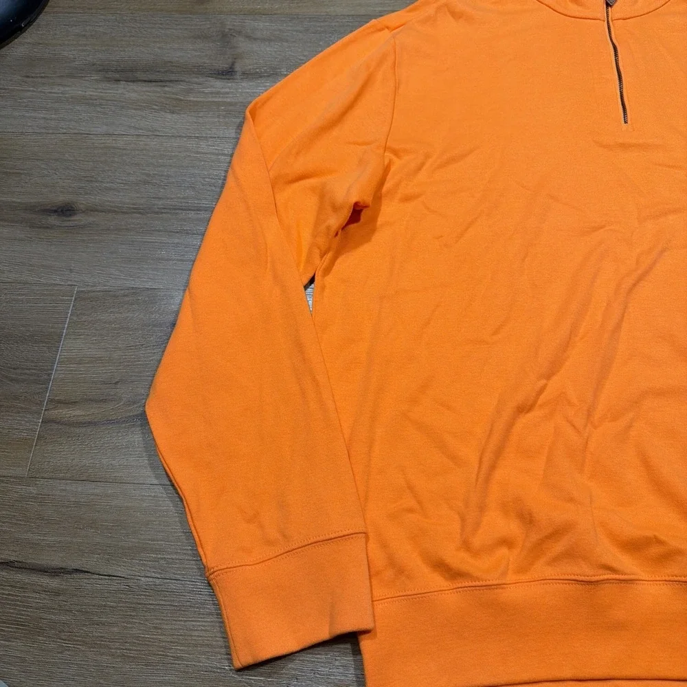 Polo Golf Ralph Lauren Men's LARGE‎ 1/4 Quarter Zip Sweater Orange Blue Cotton